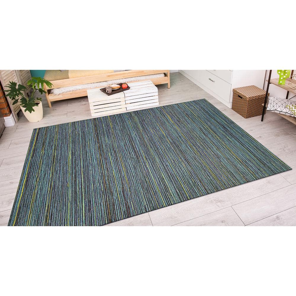 Bowery Sapphire Blue 5' x 7' Wool-Synthetic Blend Flat Woven Rug