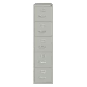 26.5 in. D 5-Drawer Light Gray Metal Letter Width 15 in. W Vertical File Cabinet, Commercial Grade