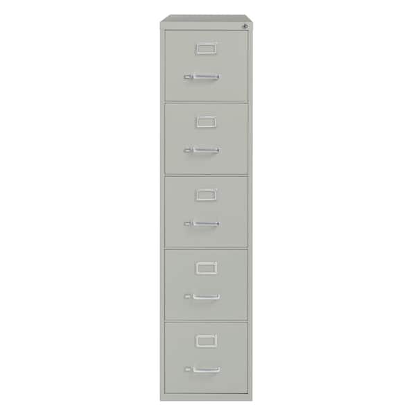 Hirsh 26.5 in. D 5-Drawer Light Gray Metal Letter Width 15 in. W Vertical File Cabinet, Commercial Grade