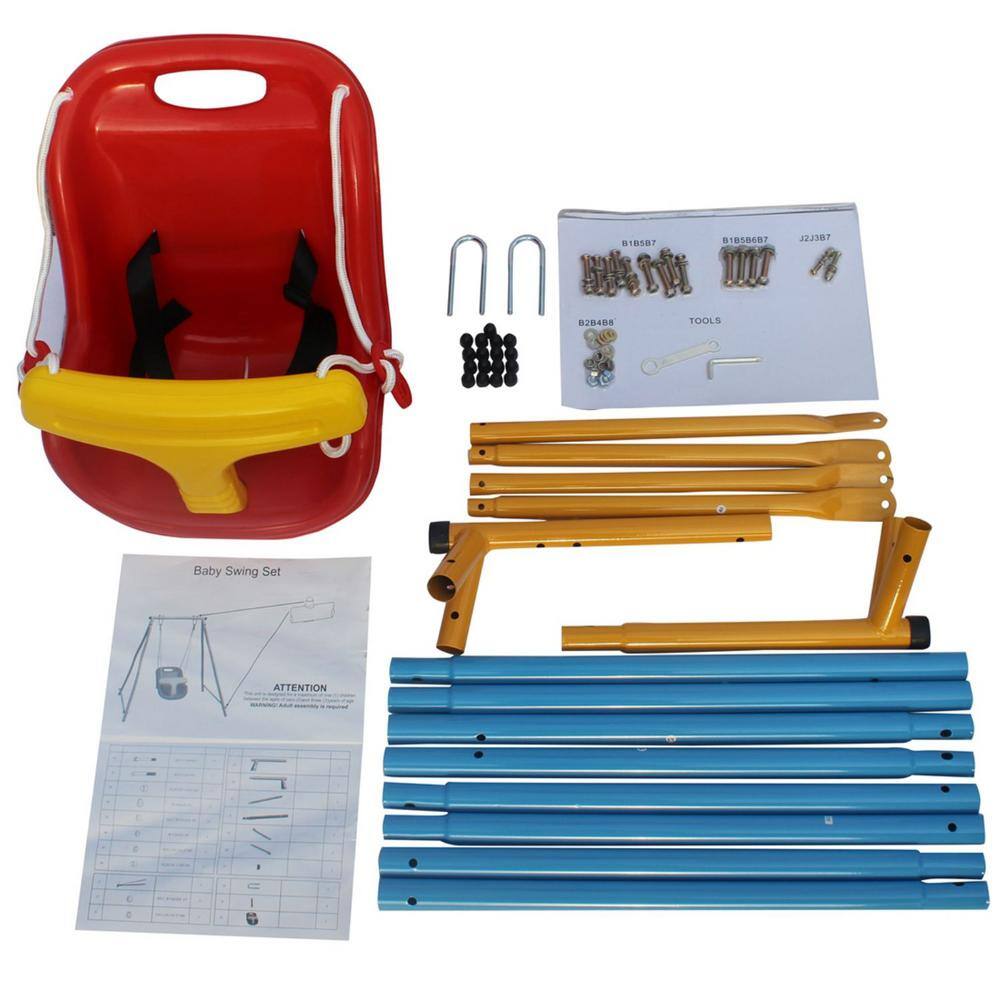 Baby Toddler Indoor/Outdoor Metal Swing Set with Safety Belt