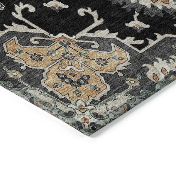 Chantille Machine Washable Indoor/Outdoor Abstract ACN2194 Black 8 ft. x 8 ft. Area Rug