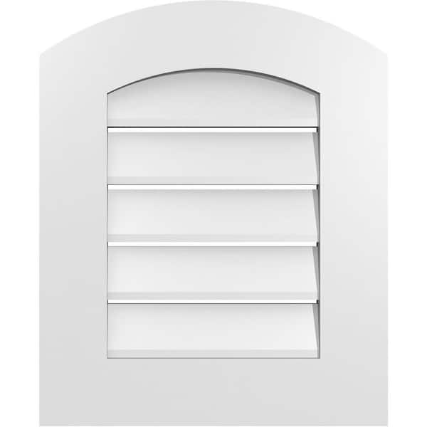 Ekena Millwork 18 in. x 20 in. Arch Top Surface Mount PVC Gable Vent: Decorative with Standard Frame
