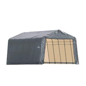 13 ft. W x 28 ft. D x 10 ft. H Steel and Polyethylene Garage without Floor in Grey with Corrosion-Resistant Frame