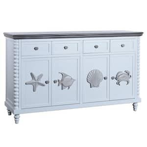 Montauk 4-Drawer Blue/Gray Mist Solid Wood, MDF with Ash veneer Cabinet