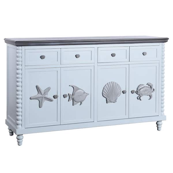 StyleCraft Montauk 4-Drawer Blue/Gray Mist Solid Wood, MDF with Ash veneer Cabinet
