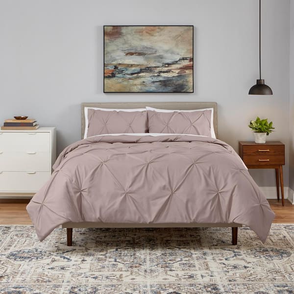 StyleWell Celina 3Piece Dusty Mauve Pinched Pleat Full/Queen Comforter