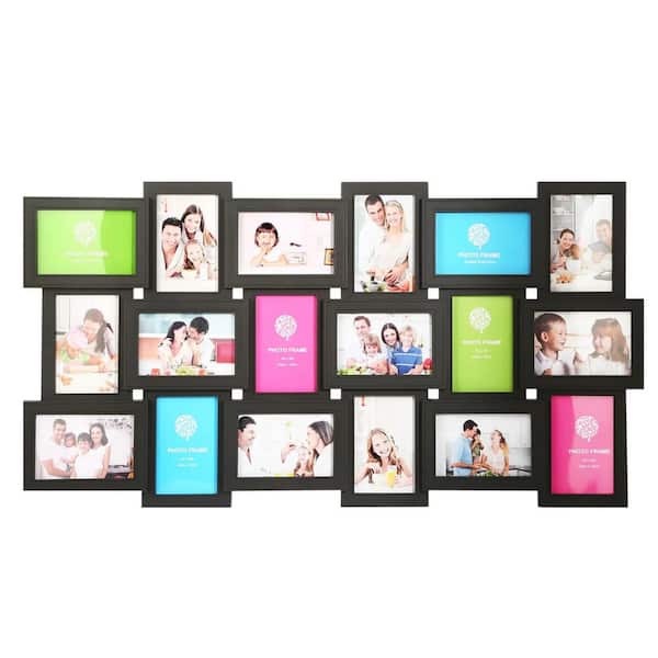 18 Pictures Frames Collage for Photos in 4" x 6" Glass Protection Display Wall Mounting Gallery Home Decor Kit Black