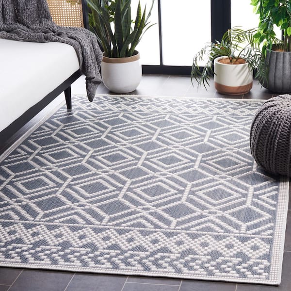 SAFAVIEH Bermuda Navy/Ivory 7 ft. x 7 ft. Border Geometric Diamond