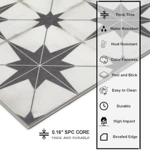Patterned Black 9 in. x 9 in. Vinyl Peel and Stick Backsplash Stone Composite Wall and Floor Tile (9.12 sq. ft./Case)