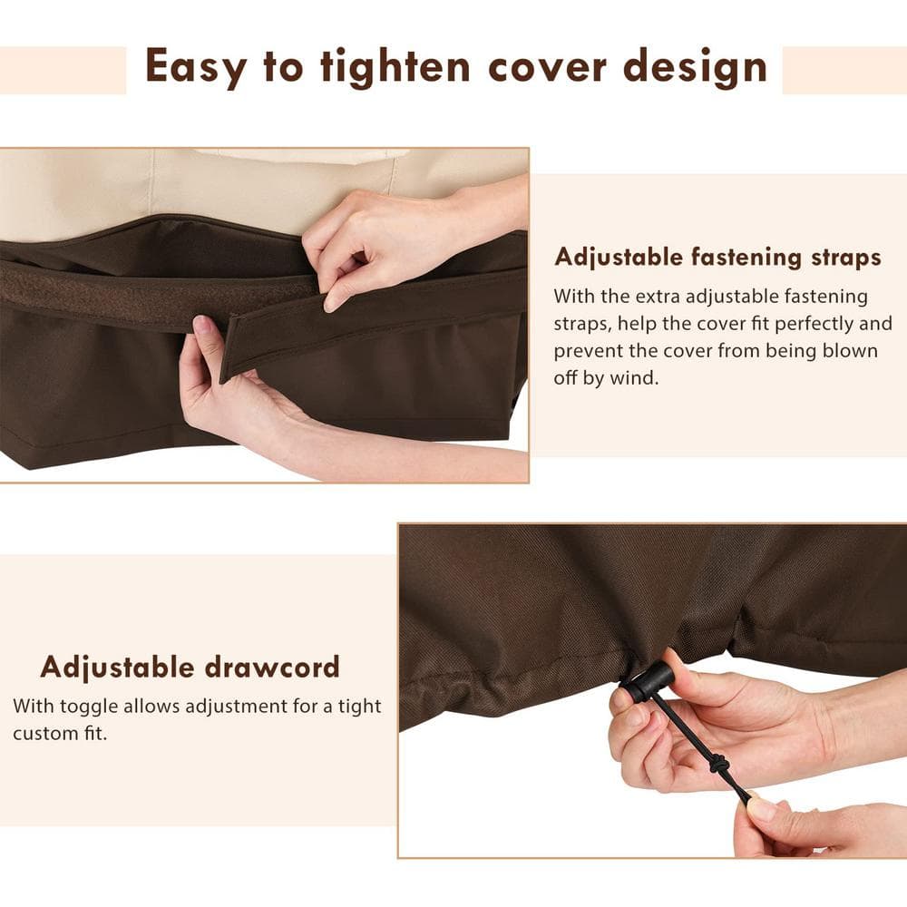 Khaki and Brown Waterproof Outdoor Chair Covers, 33" W x 34" D x 31" H (2-Pack)
