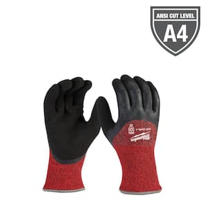Medium Red Latex Level 4 Cut Resistant Insulated Winter Dipped Work Gloves