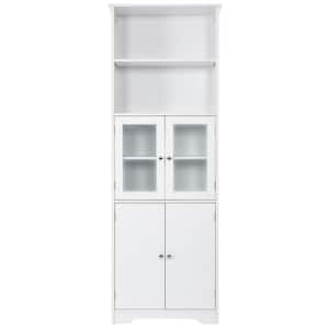 22.60 in. W x 11.20 in. D x 64 in. H White Linen Cabinet with Adjustable Shelves and Doors