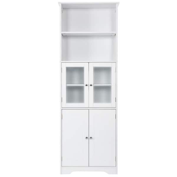 Unbranded 22.60 in. W x 11.20 in. D x 64 in. H White Linen Cabinet with Adjustable Shelves and Doors