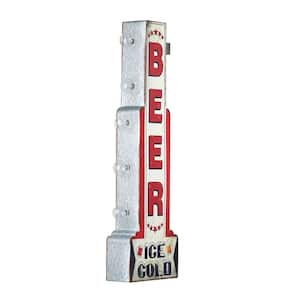 American Art Decor Vintage Metal LED Marquee Sign Ice Cold Beer Sign 28 in. x 9 in. x3 in.