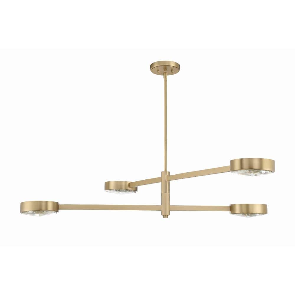 Modern Gold 4-Light Chandelier with Clear Glass Shades