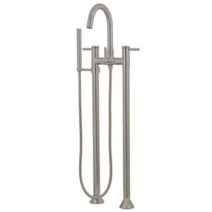 High-Arc 2-Handle Claw Foot Tub Faucet with Handshower in Brushed Nickel