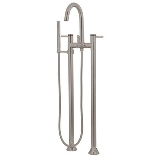 Aqua Eden High-Arc 2-Handle Claw Foot Tub Faucet with Handshower in Brushed Nickel