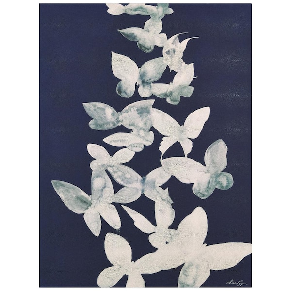 Empire Art Direct Ethereal Flight Butterflies on Gold Metallic Shagreen Wrapped Canvas Unframed Wall Art, sized 48 in. x 36 in.
