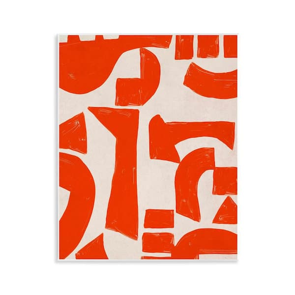 Stupell Industries Red Asymmetrical Shapes by June Erica Vess Unframed Abstract Graphic Art Print 14 in. x 11 in.