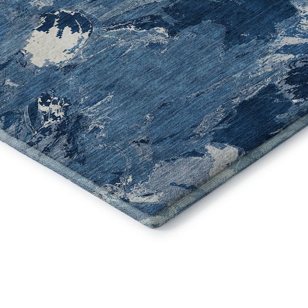 Mayfield Premium Machine Washable Abstract AMF1344 Navy 9 ft. x 12 ft. Area Rug
