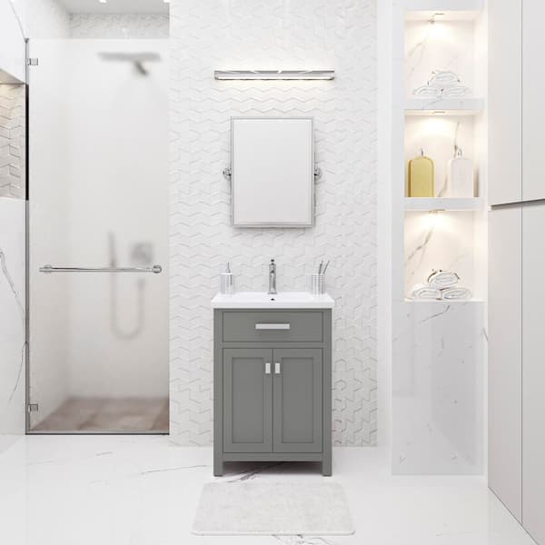 Myra 24 in. Bath Vanity in Cashmere Grey with Integrated Ceramics Vanity Top and Sink