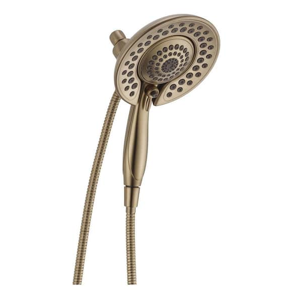 Delta In2ition 5-Spray Patterns 1.75 GPM 6.81 in. Wall Mount Dual Shower Heads in Lumicoat Champagne Bronze