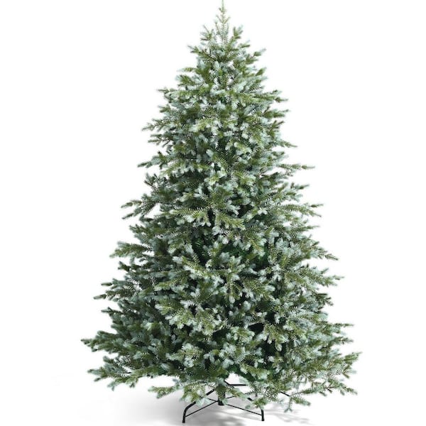 WELLFOR 9 ft. Pre-Lit LED PVC Regular Full Artificial Christmas