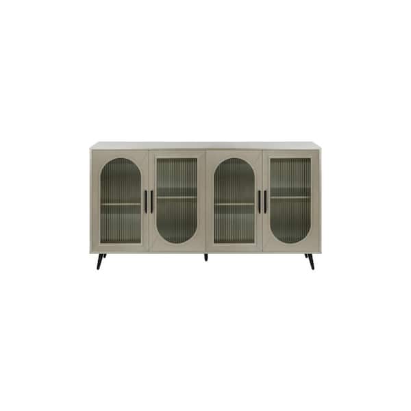 COWLOWN 59.8 in. W x 15.5 in. D x 32.5 in. H Antique Gold Linen Cabinet with Storage Cabinet and Adjustable Shelves