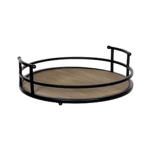 12 in. L Black Round Tabletop Tray for Table Decoration