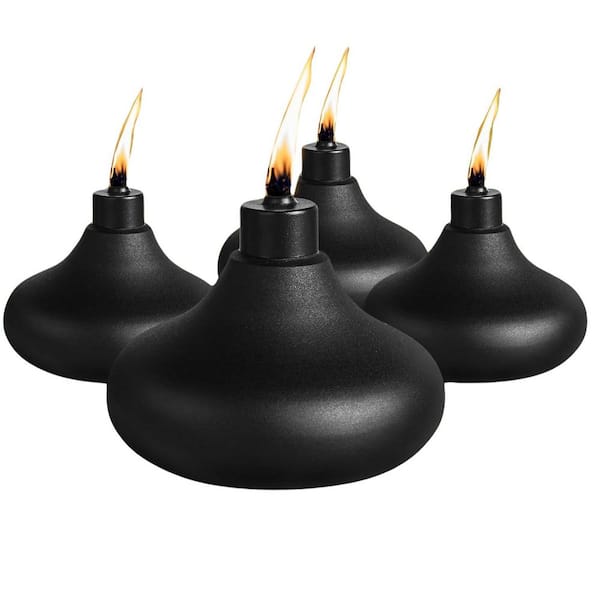 Misopily 4 Pack Metal Tabletop Citronella Torches with Refillable 24. 5oz Capacity, Durable Fiberglass Wicks for Outdoor Decor