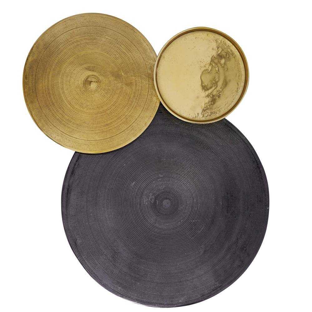 Large Black and Gold Aluminum Round Wall Sculpture