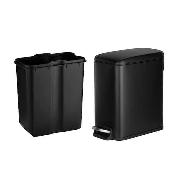 6L Slim Trash Can with Step Pedal & Soft Close Lid, Detachable Bin, 11.4 x 5.7 x 10.7 in. for Bathroom, Kitchen, Black