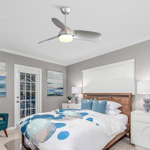 42 in. Indoor Silver Inch Modern ABS Ceiling Fan with 6 Speed Remote Control Dimmable Reversible DC Motor with Light