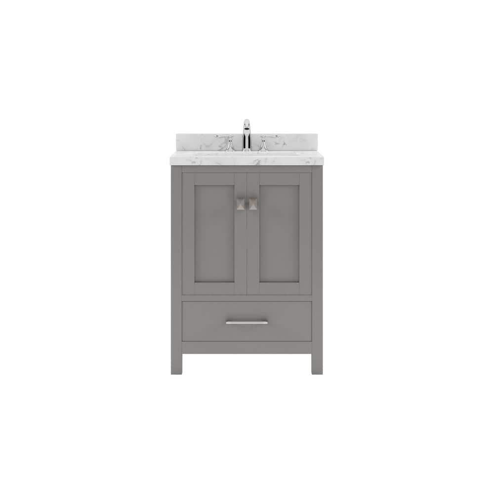 Caroline Avenue 24 in. W x 22 in. D x 35 in. H Single Sink Bath Vanity in Gray with Quartz Top -  Virtu USA, GS50024CMROGRNM