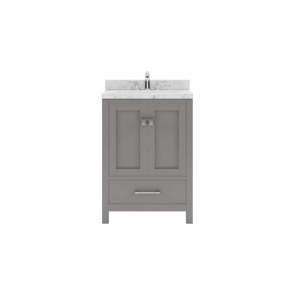 Virtu USA Caroline Avenue 24 in. W x 22 in. D x 35 in. H Single Sink Bath Vanity in Gray with Quartz Top