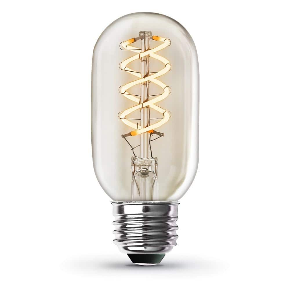 40-Watt Equivalent T14 Dimmable Spiral Filament Clear Glass E26 Vintage LED Bulb, Soft White T1440/S/CL/927CAHDRP - The Home Depot