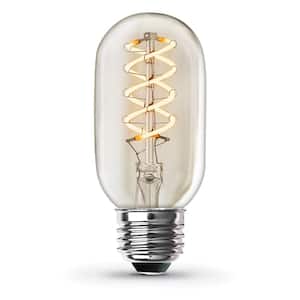 40-Watt Equivalent T14 Dimmable Spiral Filament Clear Glass E26 Vintage Edison LED Light Bulb, Soft White