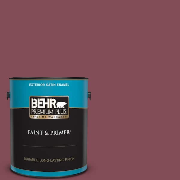 BEHR PREMIUM PLUS 1 gal. Home Decorators Collection #HDC-SP14-11 Rouge Charm Satin Enamel Exterior Paint & Primer