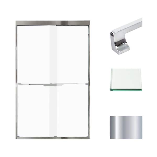 Transolid Frederick 47 in. W x 76 in. H Sliding Semi-Frameless Shower Door in Polished Chrome with Frosted Glass