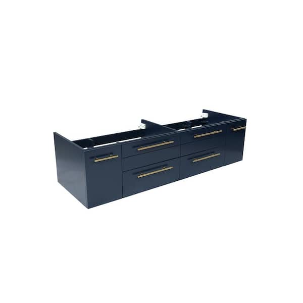 Fresca Lucera 59 in. Wall Mount Floating Double Bath Vanity Cabinet without Top in Royal Blue - Undermount Sink Compatible