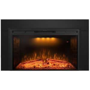 44.5 in. Electric Fireplace Inserts with Trim Kit, Adjustable Top Light and Flame Brightnes 750/1500-Watt, Black