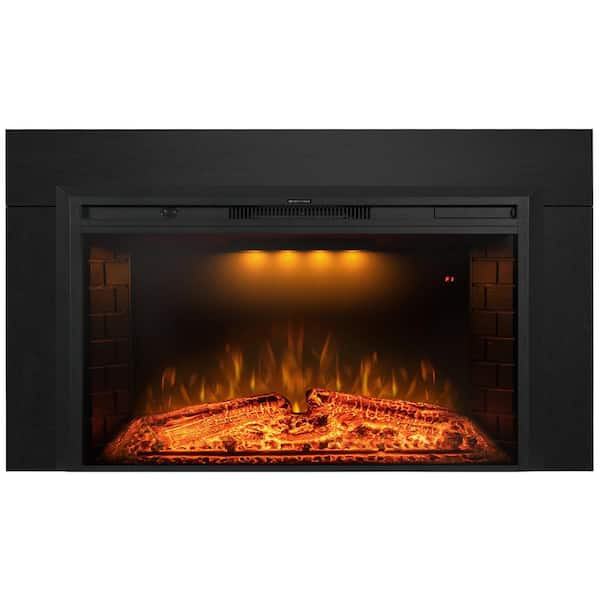 Delandgrand 36 in.W 21 in. H Electric Fireplace Inserts with Trim Kit, Adjustable Top Light and Flame Brightness