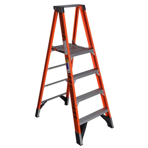 Werner 4 ft. Fiberglass Platform Step Ladder (10 ft. Reach Height) with 375 lb. Load Capacity Type IAA Duty Rating