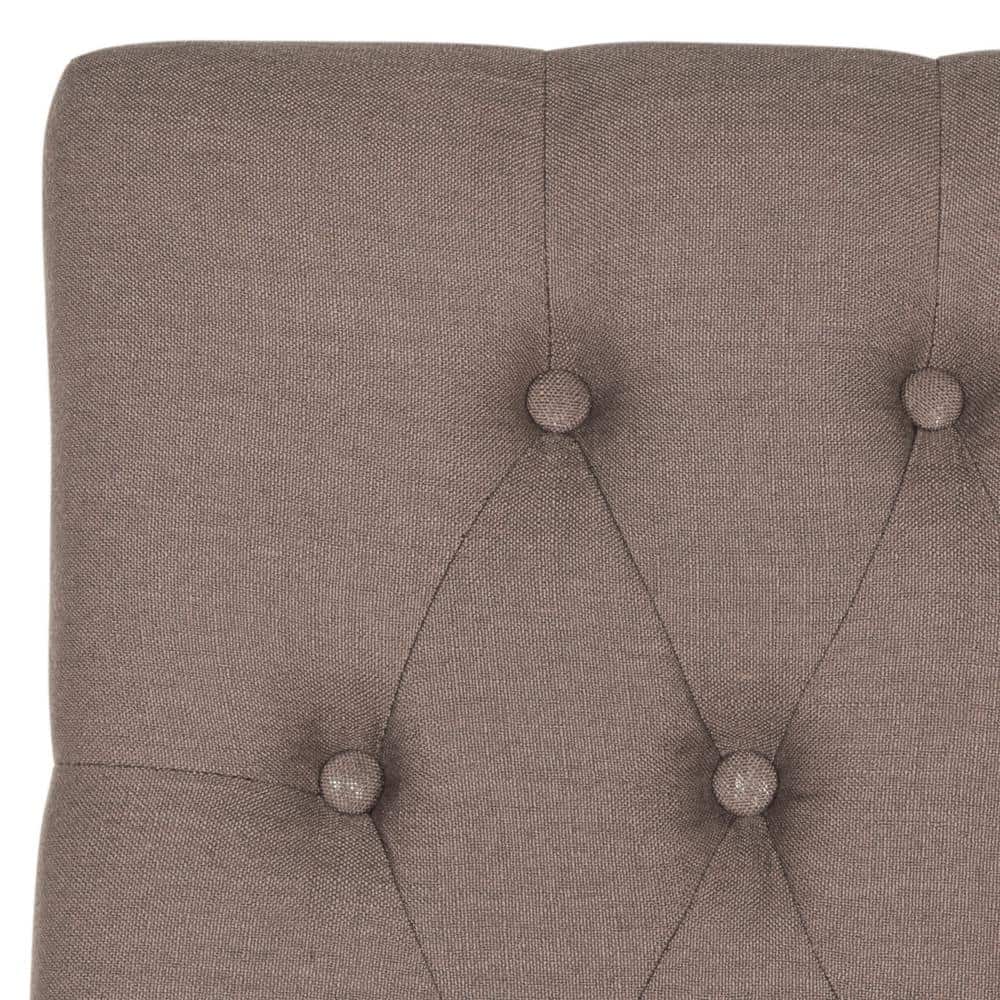 Transitional Espresso and Dark Taupe Bar Stools with Silver Nailheads (Set of 2)
