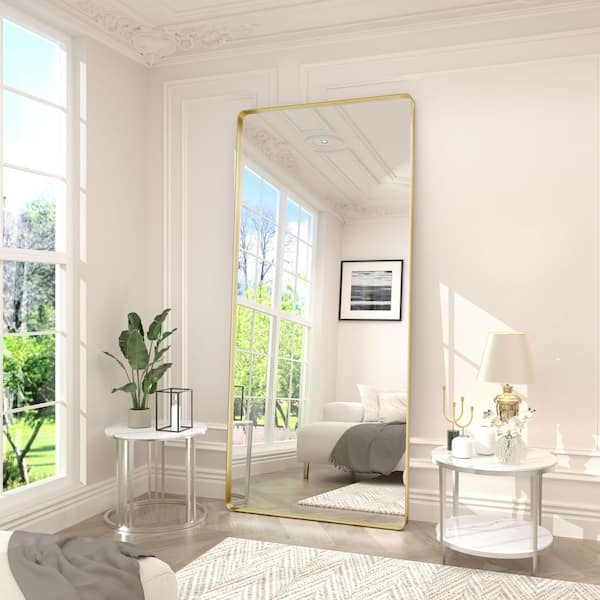 72 in. W x 32 in. H Rectangular Aluminum Alloy Framed and Tempered Glass Wall Bathroom Vanity Mirror in Brushed Gold