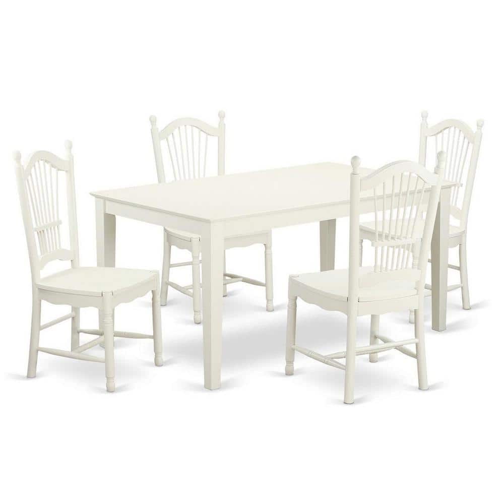 5-Piece Linen White Finish Solid Wood Top - Dining Room Set - Seats 4 price history on PriceWatchPro