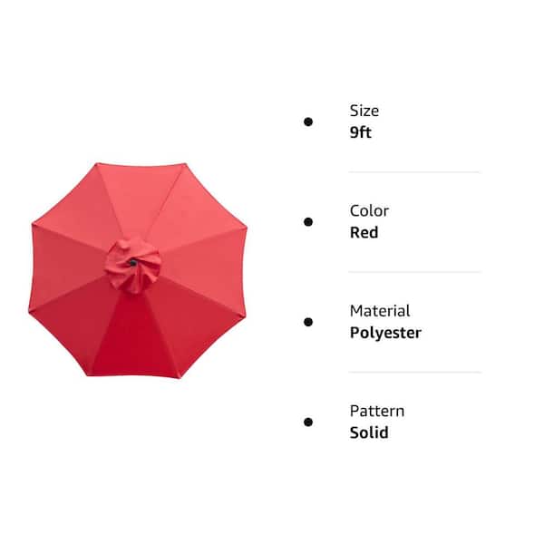 ITOPFOX Red Large Octagon Patio Umbrella Replacement Canopy Top Cover  H2PH002OT015