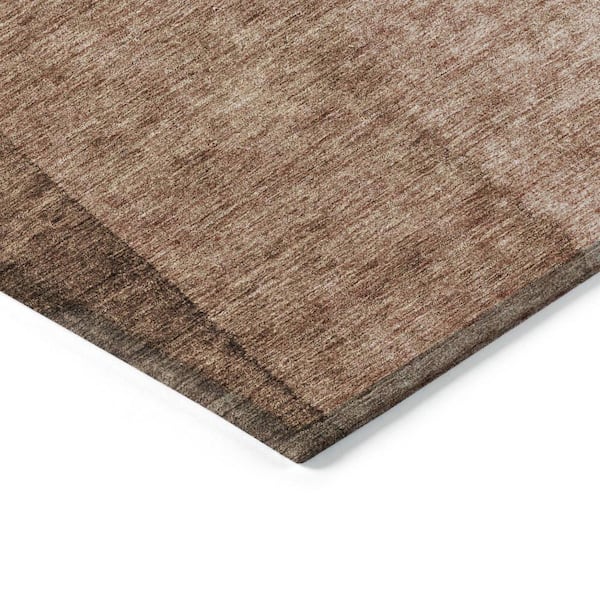 Brown, Beige, Chocolate 9 ft. x 12 ft. Woven Abstract Polyester Rectangle Indoor / Outdoor Area Rug
