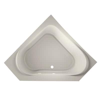 CAPELLA PURE AIR 60 in. x 60 in. Acrylic Corner Drop-In Center Drain Air Bath Bathtub in Oyster