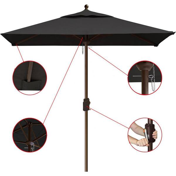 6ft black patio umbrella Punchau 6 Ft Outdoor - Market Umbrella, Easy With its innovative auto tilt crank mechanism 6 ft. Steel Auto Open